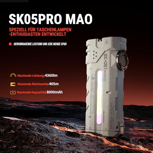LOOP GEAR SK05PRO Taschenlampe 4360 Lumen, 8000 mAh, IP68, Outdoor, Survival