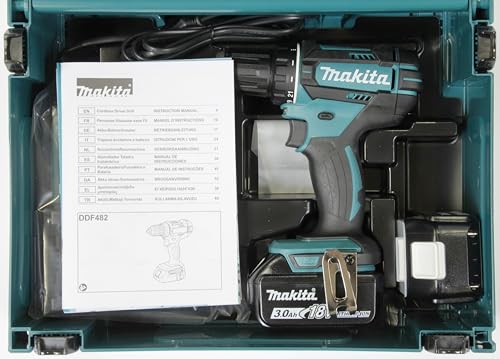 Makita DDF482RFJ Akku-Bohrschrauber 18V / 3,0 Ah, 2 Akkus + Ladegerät im MAKPAC