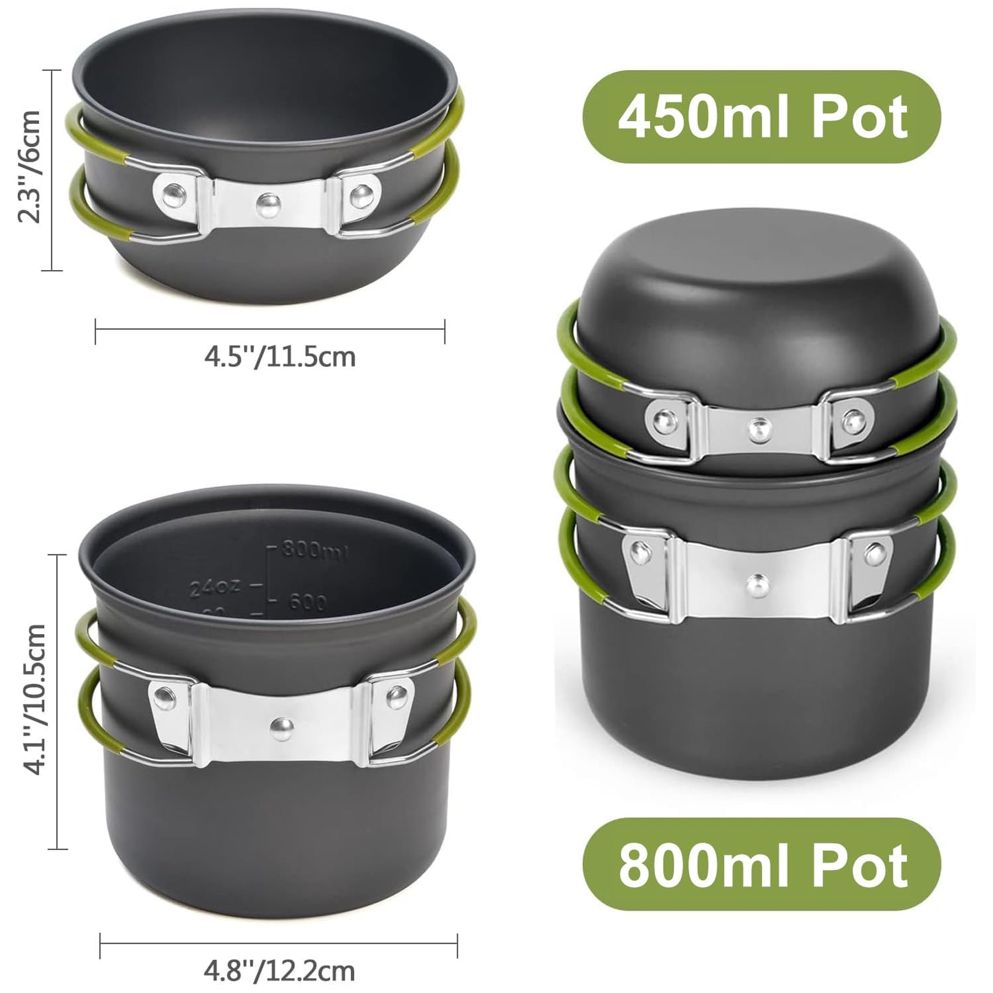 Odoland Camping Geschirr Set 10 PCS, Aluminium, Outdoor, Picknick, Wandern