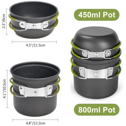 Odoland Camping Geschirr Set 10 PCS, Aluminium, Outdoor, Picknick, Wandern