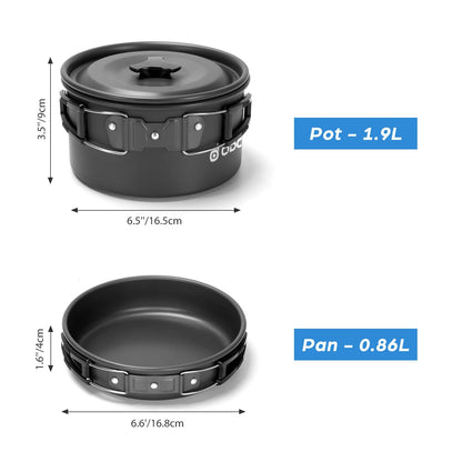 Odoland Camping Geschirr Set 17 PCS, Aluminium, Teekessel, Outdoor, Leicht