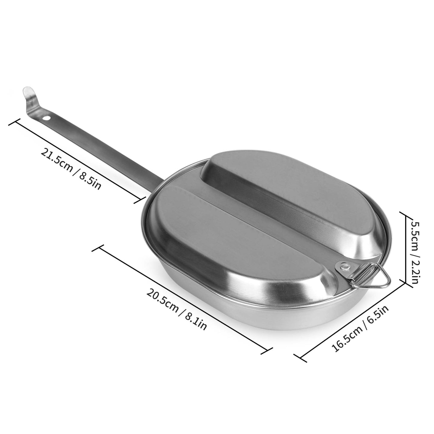 Goetland 304 Edelstahl Campingpfanne, 2‑teilig, US-Militärstil, Outdoor
