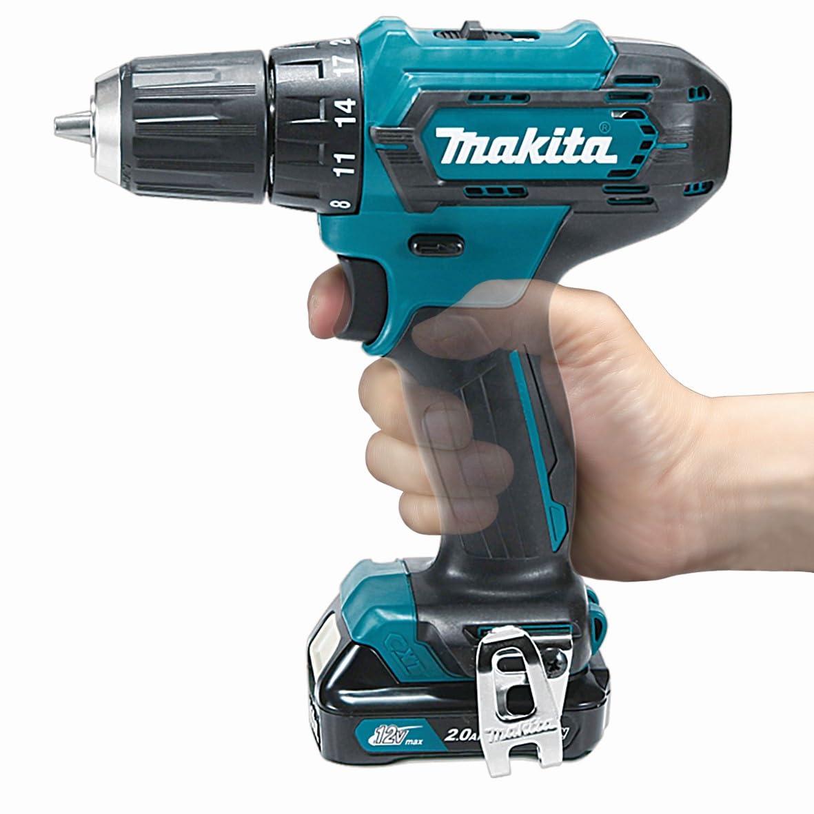 Makita DF333DSAE Akku-Bohrschrauber 12 V max. / 2,0 Ah, 2 Akkus + Ladegerät im Transportkoffer, Schwarz, Blau