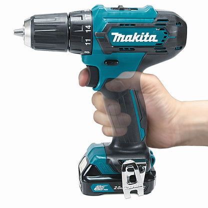 Makita DF333DSAE Akku-Bohrschrauber 12 V max. / 2,0 Ah, 2 Akkus + Ladegerät im Transportkoffer, Schwarz, Blau