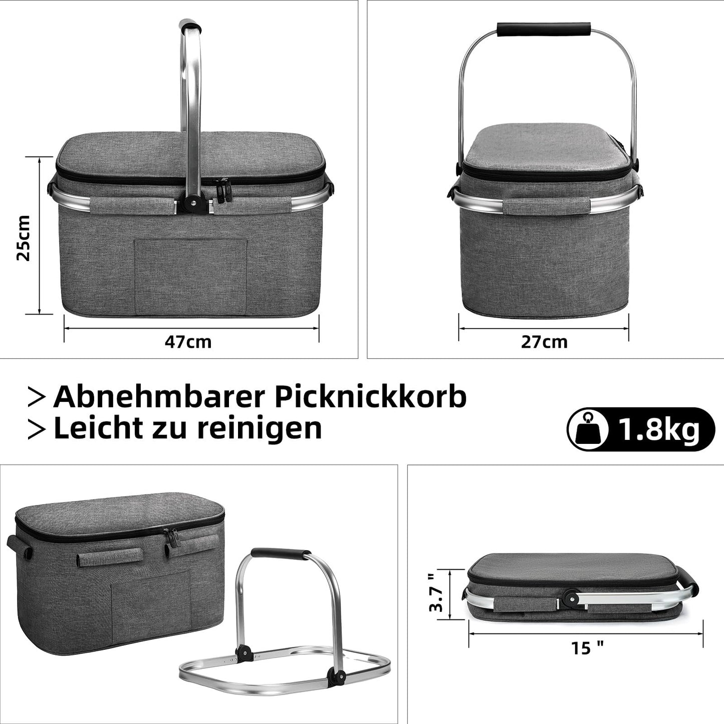 ALLCAMP Faltbare Kühltasche 2 Pers., Isoliert, Thermo, Aluminium, Picknick