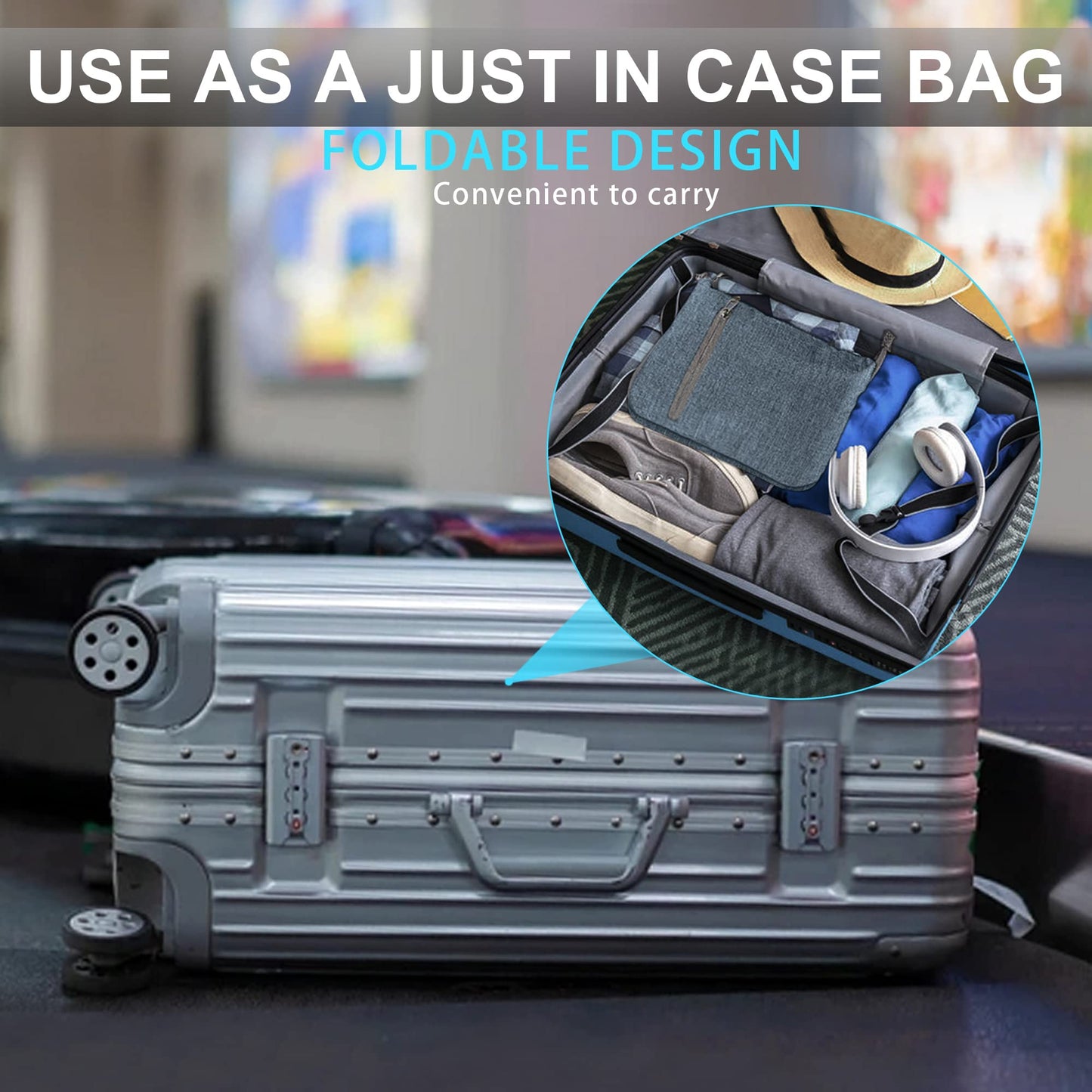 Vomgomfom Faltbare Reisetasche 65 L, Sport & Travel, Schuhfach, Blau