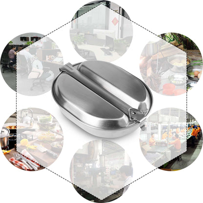 Goetland 304 Edelstahl Campingpfanne, 2‑teilig, US-Militärstil, Outdoor