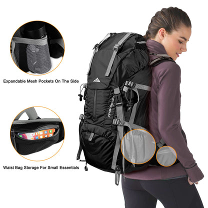 Loowoko Wanderrucksack 50 L, mit Regenschutz, Outdoor, Trekking, Unisex