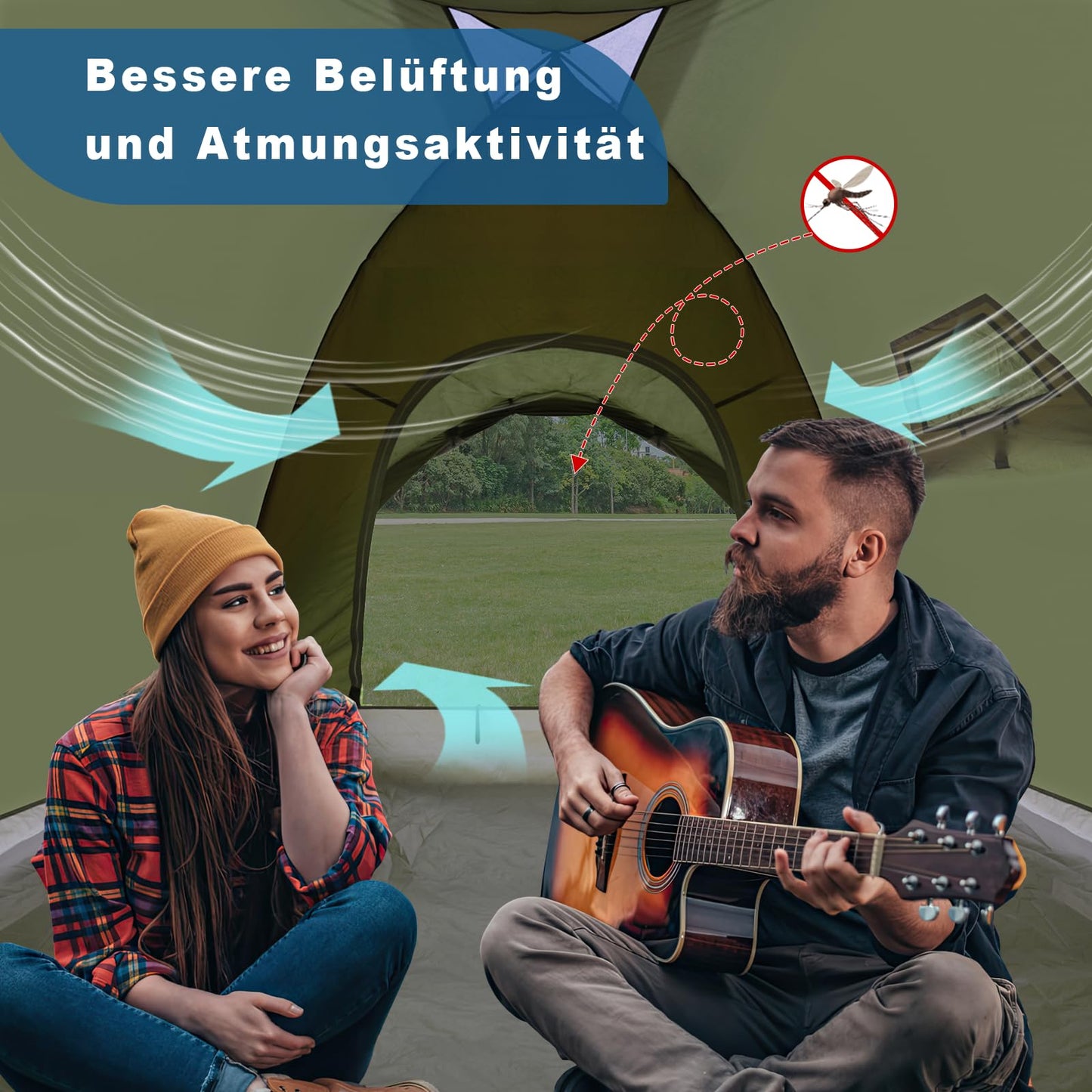 Campingzelt 2–4 Personen, PU5000 wasserdicht, Vorraum, Ultraleicht, Outdoor