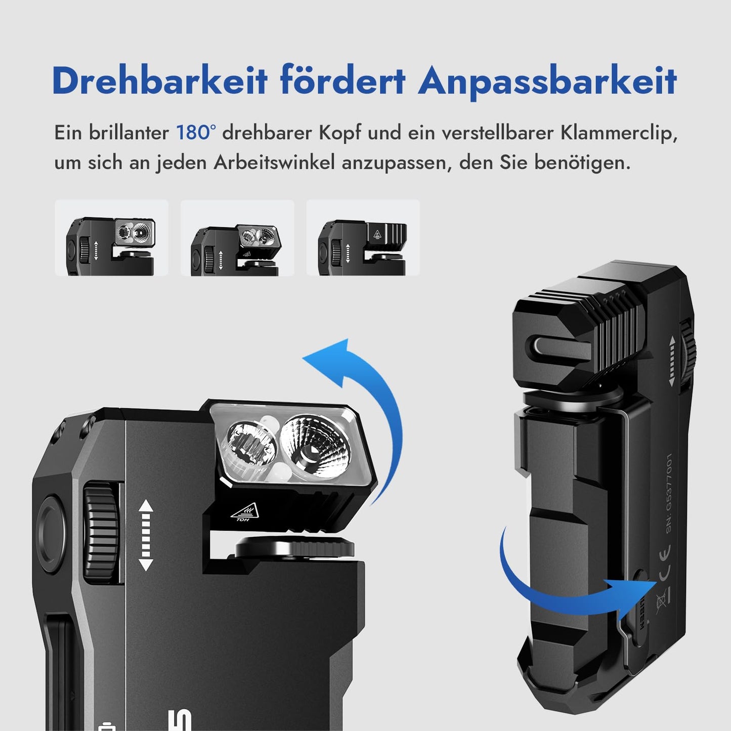 WUBEN G5 LED Taschenlampe 400 Lumen, USB, Magnetisch, Outdoor, Camping