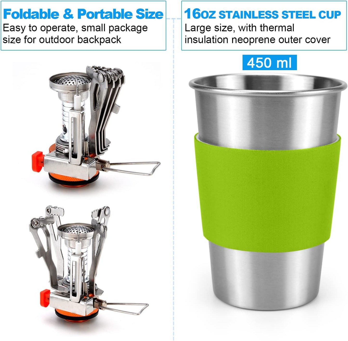 Odoland Camping Geschirr Set 10 PCS, Aluminium, Outdoor, Picknick, Wandern