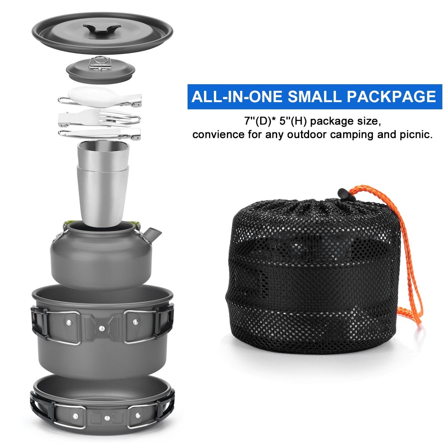 Odoland Camping Geschirr-Set 1–2 Personen, Aluminium, Outdoor, Picknick