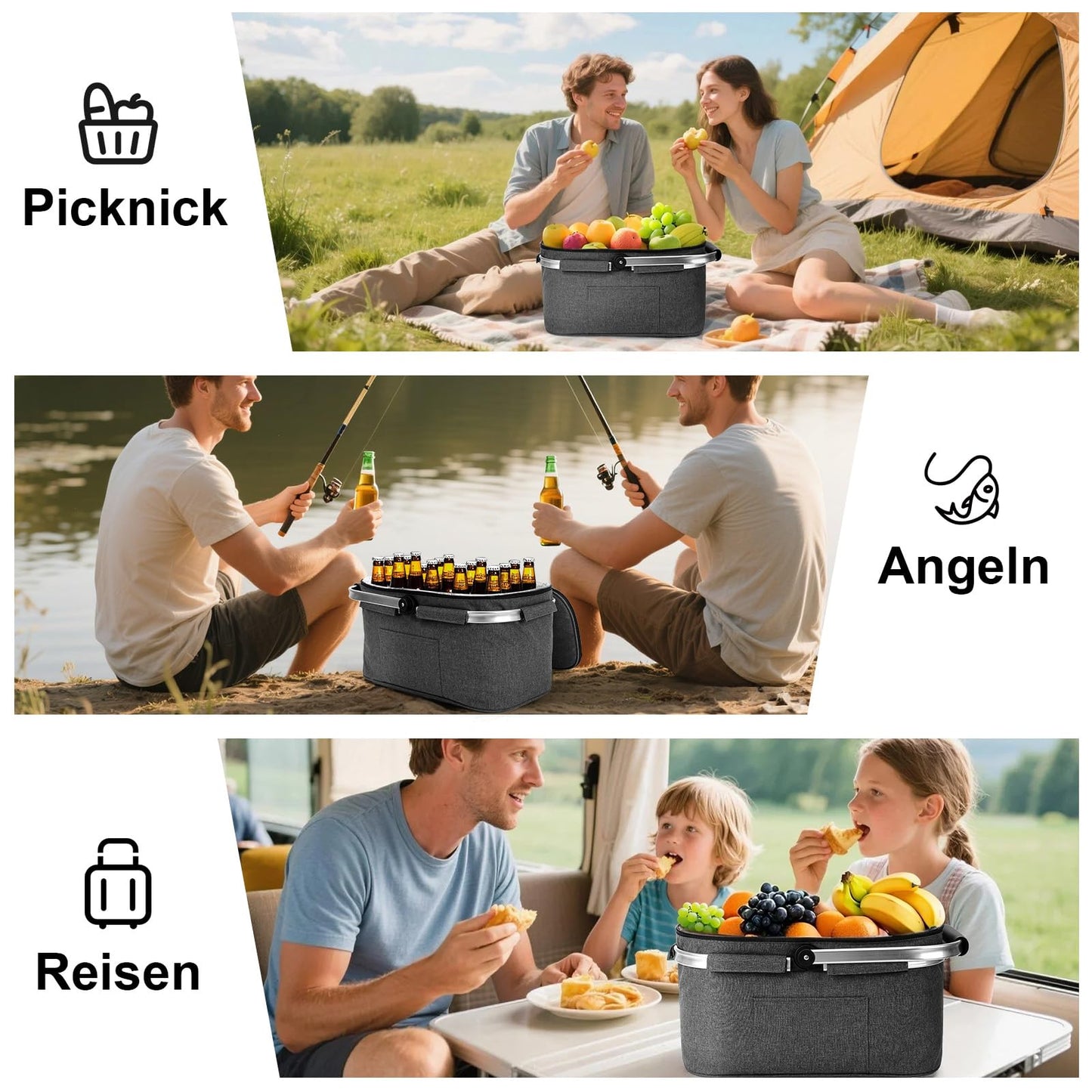 ALLCAMP Faltbare Kühltasche 2 Pers., Isoliert, Thermo, Aluminium, Picknick