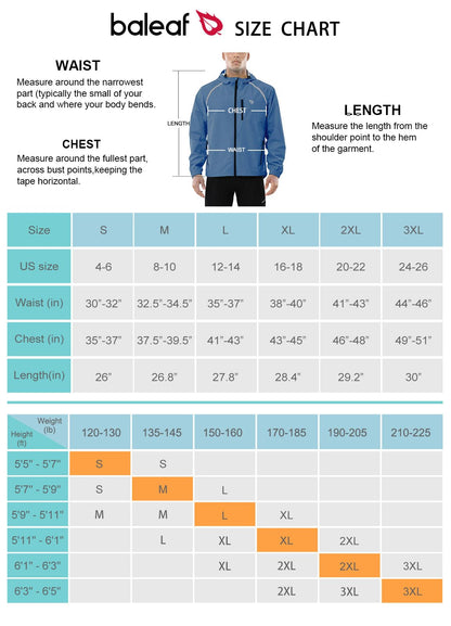 baleaf Herren Fahrrad- & Regenjacke, Wasserdicht, Windbreaker, Blau XL