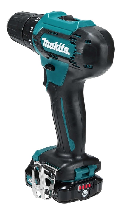 Makita DF333DSAE Akku-Bohrschrauber 12 V max. / 2,0 Ah, 2 Akkus + Ladegerät im Transportkoffer, Schwarz, Blau