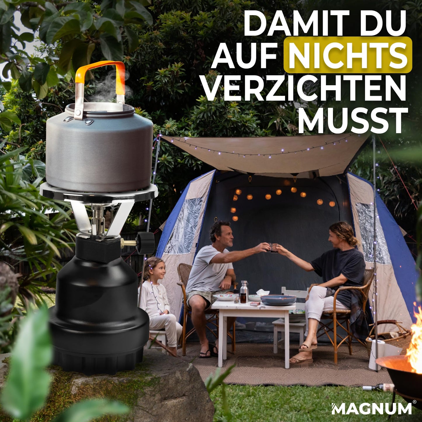 Magnum Campingkocher inkl. 4 Gaskartuschen, robust, Outdoor, Camping