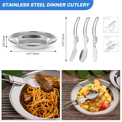 Odoland Camping Geschirr Set 17 PCS, Aluminium, Teekessel, Outdoor, Leicht