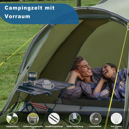 Campingzelt 2–4 Personen, PU5000 wasserdicht, Vorraum, Ultraleicht, Outdoor