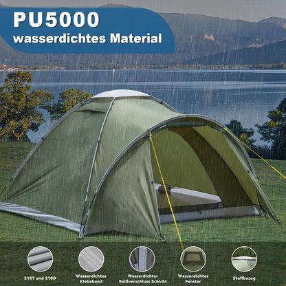 Campingzelt 2–4 Personen, PU5000 wasserdicht, Vorraum, Ultraleicht, Outdoor