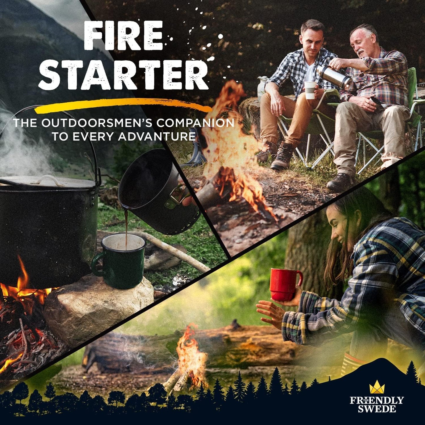 The Friendly Swede 2er Feuerstarter Easy Grip, Camping, Outdoor, Survival