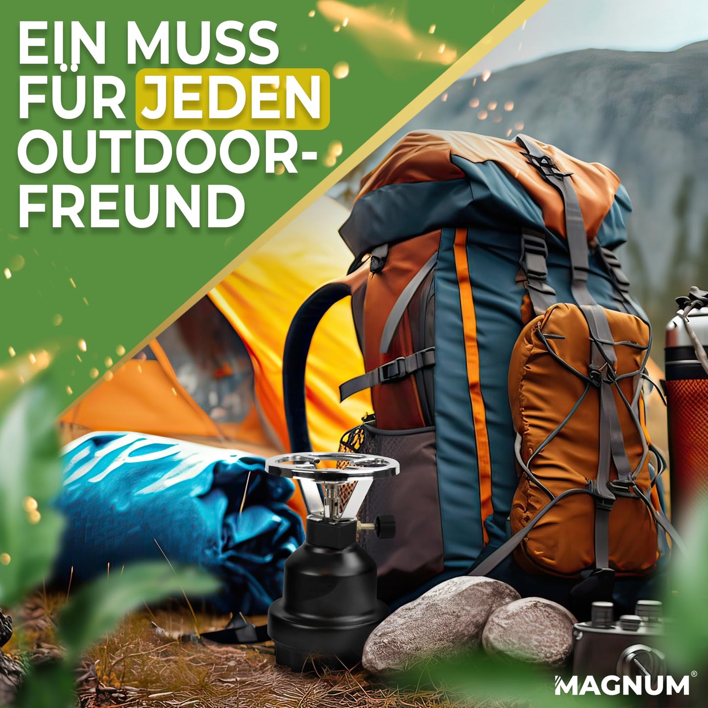Magnum Campingkocher inkl. 4 Gaskartuschen, robust, Outdoor, Camping