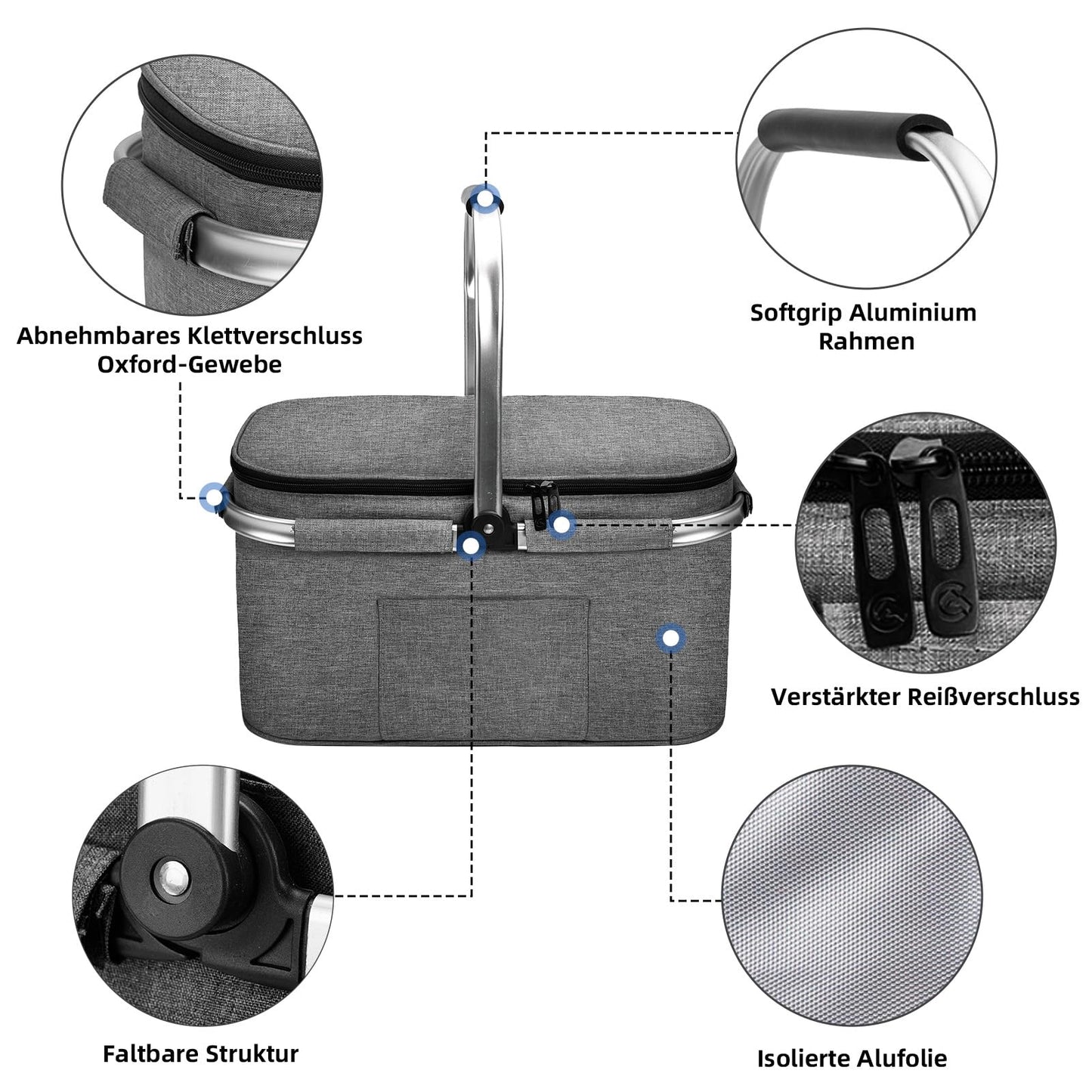 ALLCAMP Faltbare Kühltasche 2 Pers., Isoliert, Thermo, Aluminium, Picknick