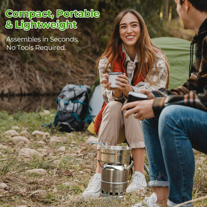 Hobo Kocher Edelstahl, Outdoor Holzofen, Camping, BBQ, Wandern, Tragetasche