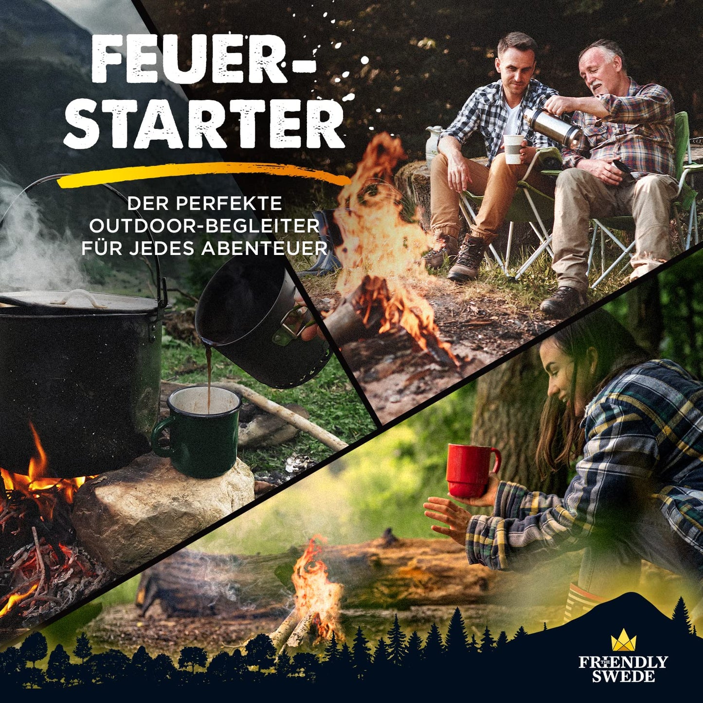 The Friendly Swede 2er Feuerstarter Easy Grip, Camping, Outdoor, Survival