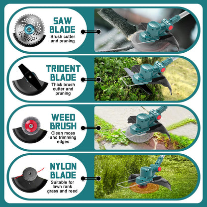 Rasentrimmer mit Akku und Unkrautbürste & Freischneider Akku – 2x4,0Ah Akku, Leicht (3,5 kg)