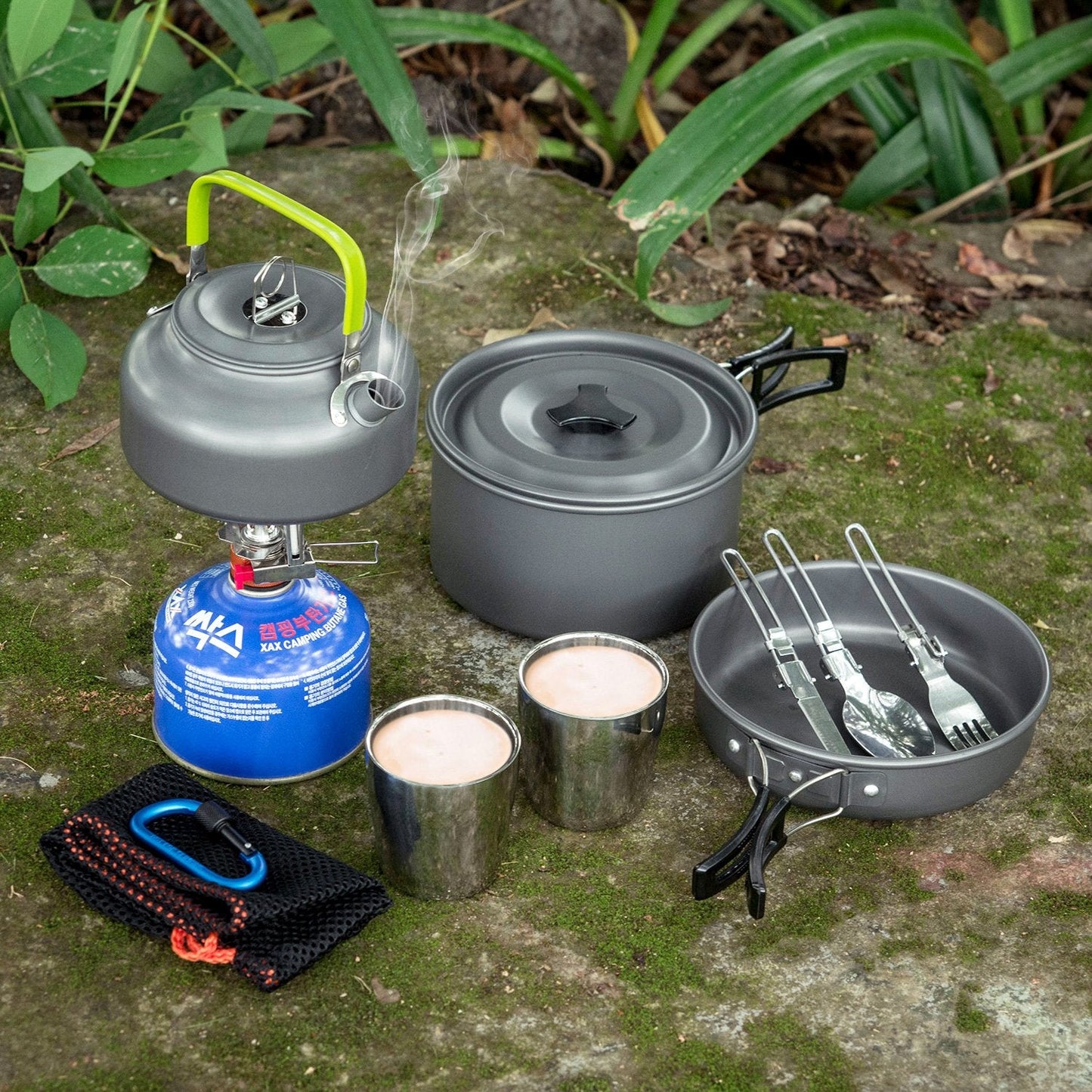 Odoland Camping Geschirr-Set 1–2 Personen, Aluminium, Outdoor, Picknick