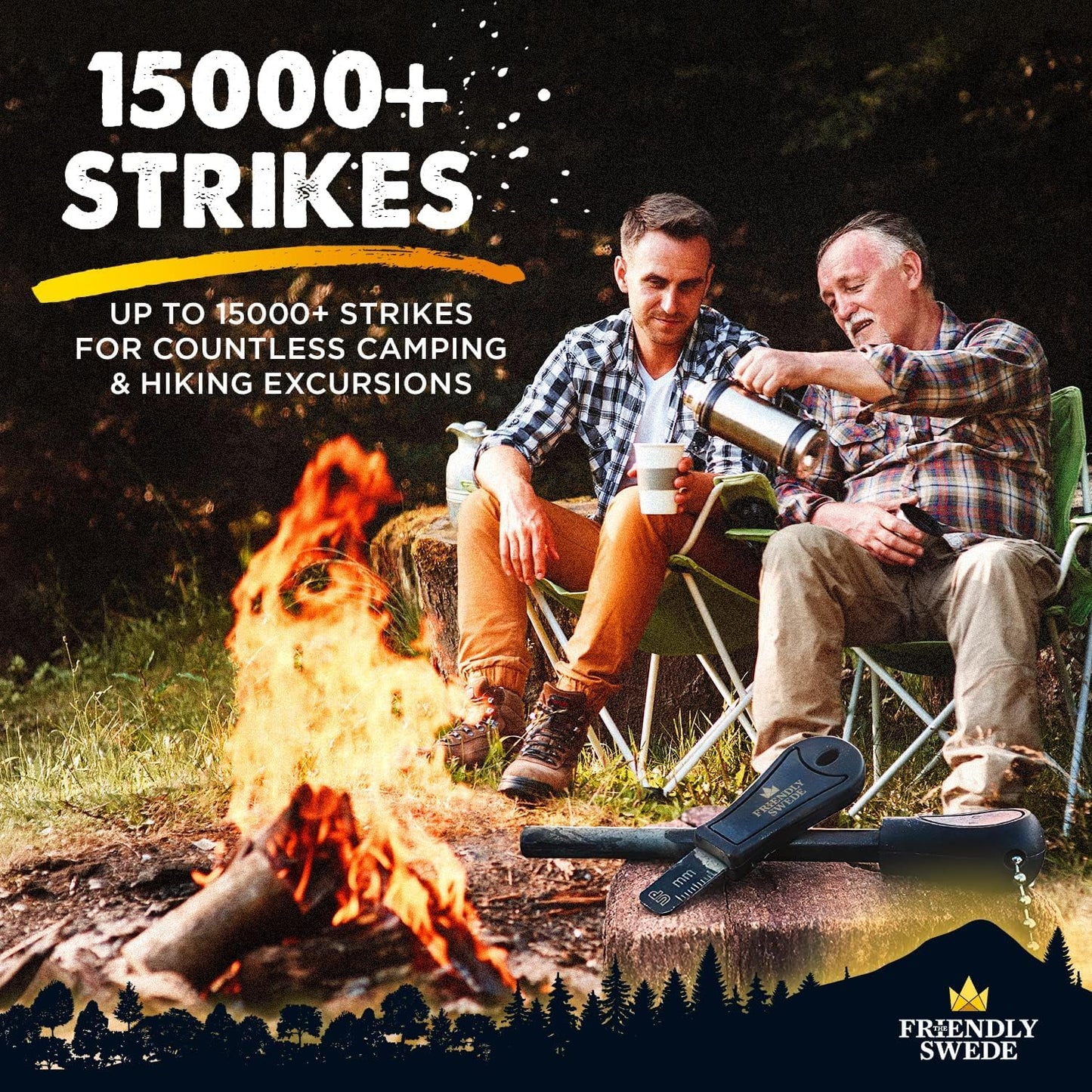 The Friendly Swede 2er Feuerstarter Easy Grip, Camping, Outdoor, Survival