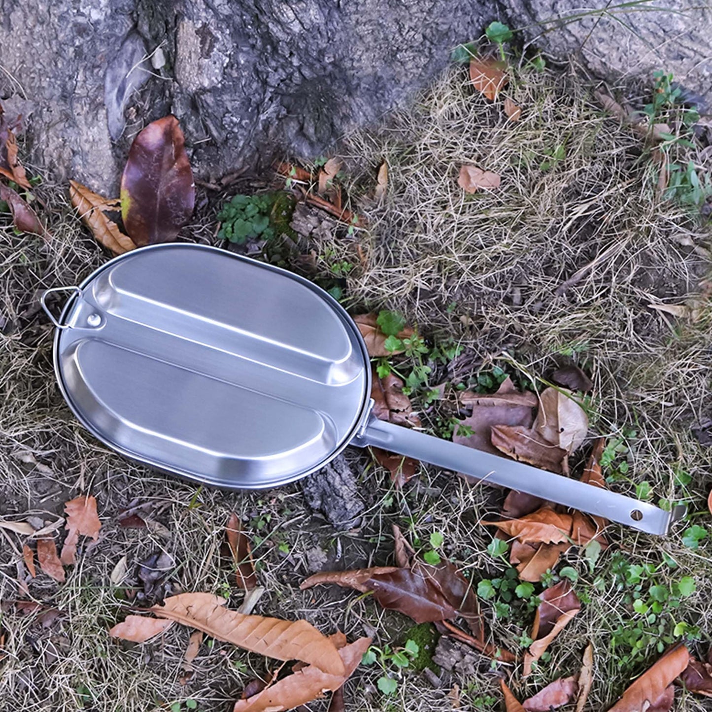 Goetland 304 Edelstahl Campingpfanne, 2‑teilig, US-Militärstil, Outdoor