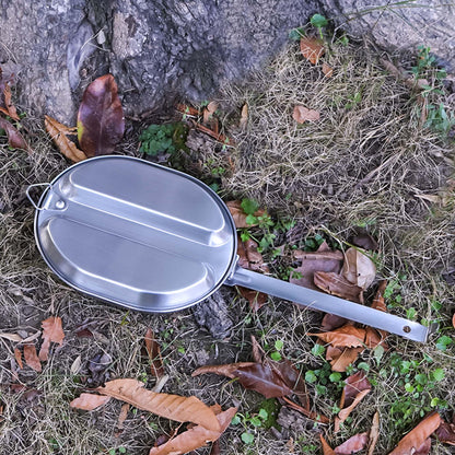 Goetland 304 Edelstahl Campingpfanne, 2‑teilig, US-Militärstil, Outdoor